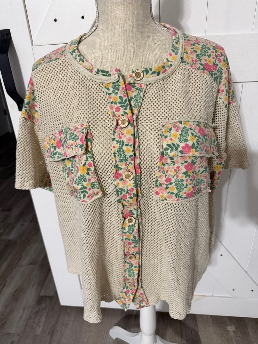 Women’s J. Her floral print trim mesh spring cardigan